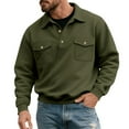 thumbnail image 1 of Lorytime Men's Sweatshirts with Pockets Solid Pullover Collared Buttom Long Sleeve Tops Loose Outerwear Green L, 1 of 7