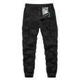 thumbnail image 1 of Lorytime Mens Cargo Pants with Drawstring Cotton Elastic Waist Joggers Button Zipper Training Trousers Outfits, 1 of 5