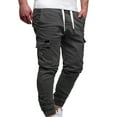 thumbnail image 1 of Lorytime Mens Cargo Pants with Drawstring Elastic Waist Joggers Soild Full Length Sports Trousers with Pockets Outwear, 1 of 4