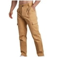 thumbnail image 1 of Lorytime Mens Cargo Pants with Elastic Waist Drawstring Straight Leg Pants Outdoors Trousers with Multi Pockets Outwear, 1 of 9