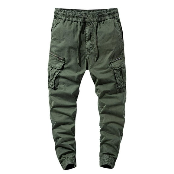 Lorytime Mens Cargo Pants with Multi Pockets Cotton Drawstring Elastic Waist Joggers Long Athletic Pants Outwear
