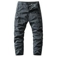 thumbnail image 1 of Lorytime Mens Cargo Pants with Multi Pockets Straight Leg Pants Soild Button Zipper Full Length Sports Trousers Outfits, 1 of 8