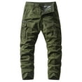 thumbnail image 1 of Lorytime Mens Cargo Pants with Multi Pockets Straight Leg Pants Soild Button Zipper Full Length Sports Trousers Outfits, 1 of 2