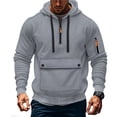thumbnail image 1 of Lorytime Mens Hoodies Half Zip Solid Training Sweatshirt Long Sleeve Drawstring Pullover with Pocket Tops Gray S, 1 of 8