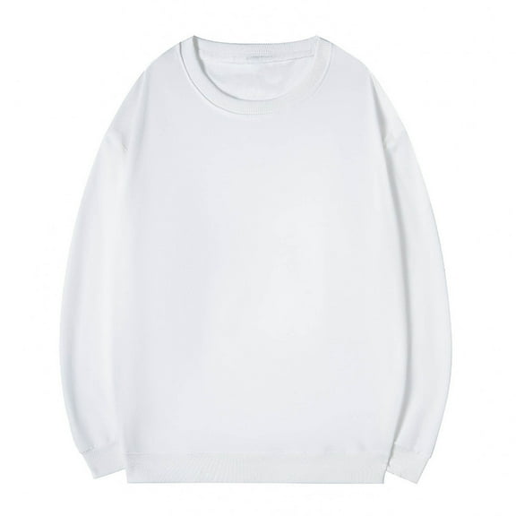 Lorytime Mens Oversized Crewneck Sweatshirt Solid Pullover Long Sleeve Drop Shoulder Tops Casual Outerwear White 3XL