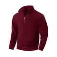 thumbnail image 1 of Lorytime Mens Sweatshirts Half Zip Solid Fleece Pullover Collared Long Sleeve Midweight Tops Warm Outerwear Red S, 1 of 5