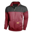 thumbnail image 1 of Lorytime Mens Sweatshirts with Pockets Color Block Pullover Mock Neck Half Zipper Long Sleeve Tops Outerwear Red XL, 1 of 7
