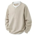 thumbnail image 1 of Lorytime Mens Sweatshirts with Pockets Two in One Solid Streetwear Pullover V Neck Long Sleeve Tops Outerwear Brown L, 1 of 5