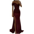 thumbnail image 1 of Lorytime Mermaid Dress for Women Formal Maxi Bodycon Gown Split Off Shoulder Cocktail Dresses Sleeveless Party Dresses, 1 of 4