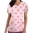 thumbnail image 1 of Lorytime Mother's Day Womens Scrub Tops Printed Short Sleeve T Shirts Crew Neck Uniform with Pockets Heart Work Clothes, 1 of 5