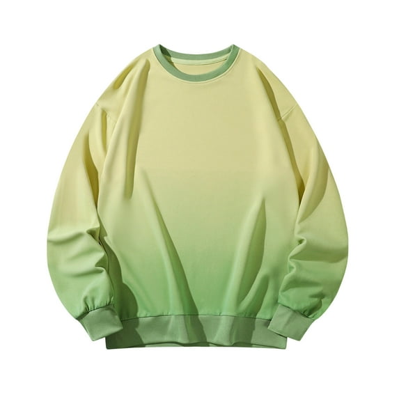 Lorytime Oversized Crew Neck Sweatshirt Men Color Block Shirt Long Sleeve Drop Shoulder Pullover Loungewear Green 3XL