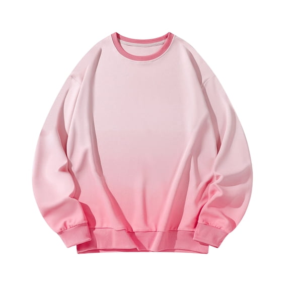 Lorytime Oversized Crew Neck Sweatshirt Men Color Block Shirt Long Sleeve Drop Shoulder Pullover Loungewear Pink 3XL
