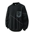 thumbnail image 1 of Lorytime Oversized Crew Neck Sweatshirt Men Solid Pullover Long Sleeve Drop Shoulder Tops with Pocket Outerwear Black 2XL, 1 of 7