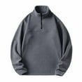 thumbnail image 1 of Lorytime Oversized Mock Neck Sweatshirt Men Solid Fleece Knit Sweater Half Zipper Long Sleeve Drop Shoulder Pullover Tops, 1 of 8