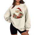 thumbnail image 1 of Lorytime Oversized Sweatshirt for Women Christmas Santa Claus Plush Shirt Crew Neck Long Sleeve Pullover Loose Tops, 1 of 5