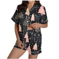 thumbnail image 1 of Lorytime Pajamas for Women Set Christmas Tree Short Sleeved Collared Button Down Shirt Sleep Shorts Cozy Winter Sleepwear, 1 of 5