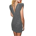 thumbnail image 1 of Lorytime Sequin Bodycon Dress for Women Mini Bodycon Gown Crew Neck Cocktail Dresses Backless Sleeveless Party Dress, 1 of 5