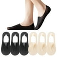 thumbnail image 1 of Lorytime No Show Socks Womens Liner Socks 6 Pairs Boat Sock Invisible Liner Footies Crew Sock Low Cut Non Slip Ice Silk Nylon Ultra Thin Slipper Surface Solid Ankle Seamless Calf Hosiery, 1 of 10