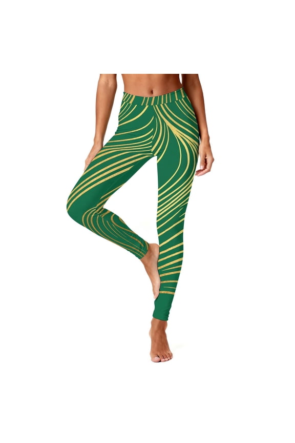 St. Patrick's Day Leggings for Women Butt Lifting Stripe Green Trousers Stretchy Tights Pants Vacation Outwear