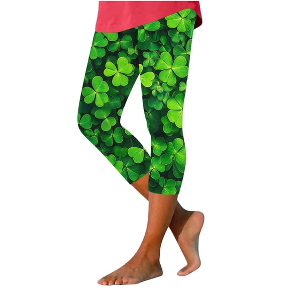 Lorytime St. Patrick's Day Thick Leggings for Women Patterns Green Trousers Vacation Tights Pants Running Clothes