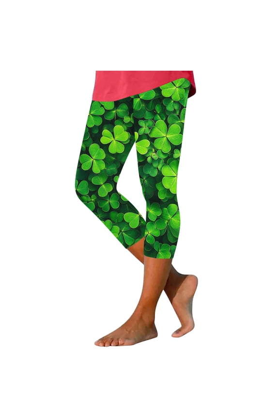 St. Patrick's Day Thick Leggings for Women Patterns Green Trousers Vacation Tights Pants Running Clothes