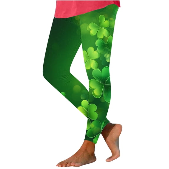 Lorytime St. Patrick's Day Womens Leggings Patterns Green Trousers Stretchy Vacation Tights Pants Running Outwear