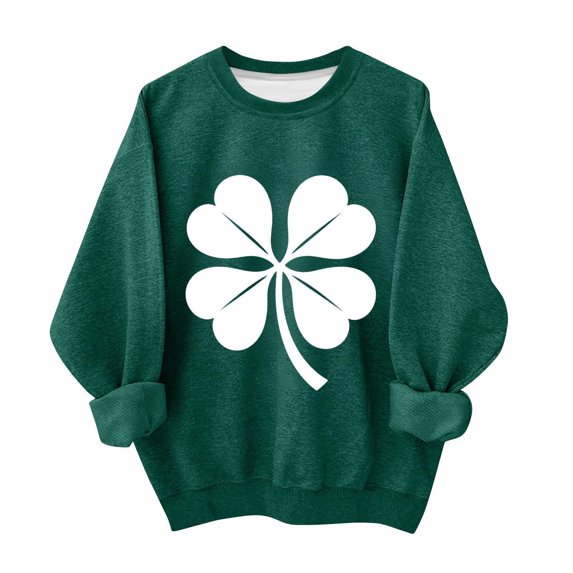 Lorytime St. Patricks Day Cute Sweatshirts for Teen Girls Trendy Long Sleeve Crewneck Tops Patterned Pullover Outerwear