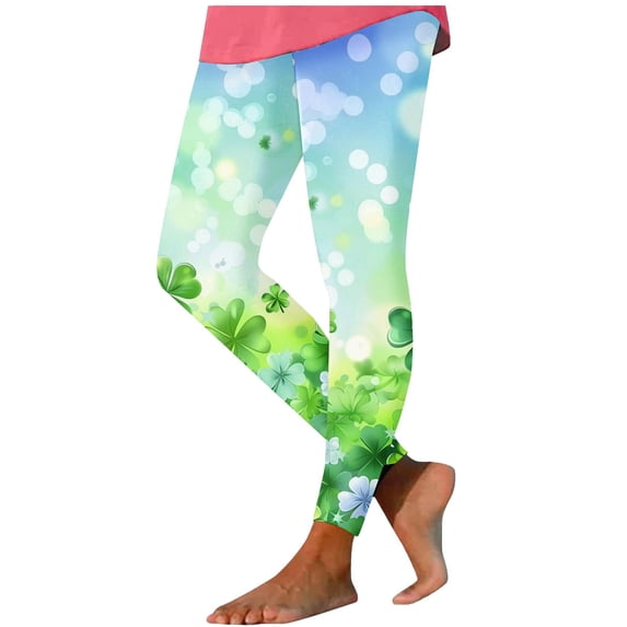Lorytime St. Patricks Day Womens Yoga Pants Butt Lifting Green Trousers Vacation Tights Pants Running Clothes