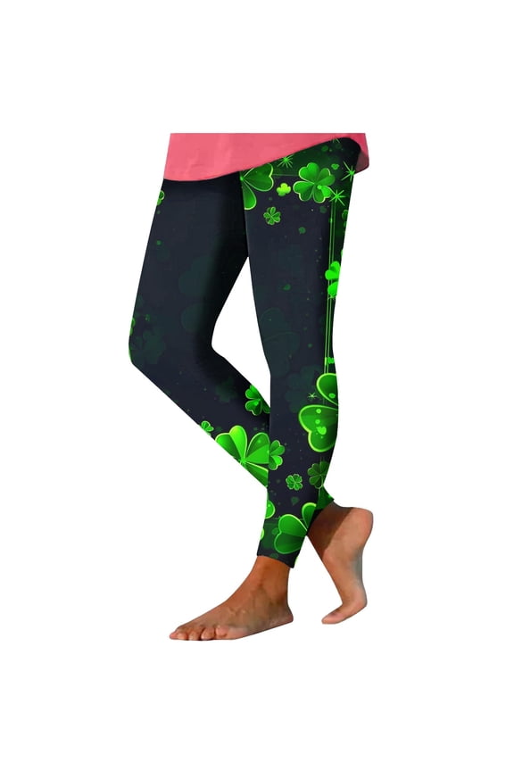 St. Patricks Day Womens Yoga Pants Butt Lifting Green Trousers Vacation Tights Pants Running Clothes