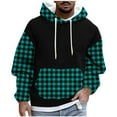 thumbnail image 1 of Lorytime Sweatshirt Hoodies for Men Plaid Fleece Streetwear Pullover Long Sleeve Drawstring Tops with Pocket Outerwear, 1 of 5