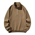 thumbnail image 1 of Lorytime Sweatshirt for Men Half Zip Solid Pullover Mock Neck Long Sleeve Drop Shoulder Tops Outerwear Brown XL, 1 of 7