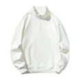 thumbnail image 1 of Lorytime Sweatshirt for Men Half Zip Solid Pullover Mock Neck Long Sleeve Drop Shoulder Tops Outerwear White XL, 1 of 7