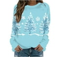 thumbnail image 1 of Lorytime Sweatshirt for Women Crewneck Christmas Tree Print Shirt Long Sleeve Pullover Warm Tops for Holiday, 1 of 6