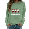 thumbnail image 1 of Lorytime Sweatshirt for Women Oversized Christmas Red Wine Glass Print Shirt Crew Neck Long Sleeve Pullover Tops, 1 of 4