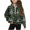 thumbnail image 1 of Lorytime Sweatshirts for Girls with Bows Boys Christmas Tree Thumb Hole Shirt Mock Neck Long Sleeve Half Zip Pullover Tops, 1 of 5