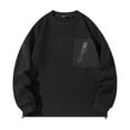 thumbnail image 1 of Lorytime Sweatshirts for Men No Hood Solid Fleece Pullover Crew Neck Long Sleeve Drop Shoulder Tops Outerwear Black 3XL, 1 of 8
