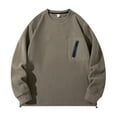 thumbnail image 1 of Lorytime Sweatshirts for Men No Hood Solid Fleece Pullover Crew Neck Long Sleeve Drop Shoulder Tops Outerwear Brown 3XL, 1 of 3
