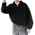 thumbnail image 1 of Lorytime Sweatshirts for Men No Hood Solid Pullover Collared Long Sleeve Drop Shoulder Tops Outerwear Black L, 1 of 8