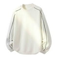 thumbnail image 1 of Lorytime Sweatshirts for Men No Hood Solid Pullover Crew Neck Long Sleeve Raglan Tops Oversized Outerwear White S, 1 of 3