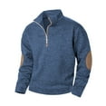 thumbnail image 1 of Lorytime Sweatshirts for Men No Hood Solid Pullover Mock Neck Half Zipper Long Sleeve Tops Outerwear Blue L, 1 of 4