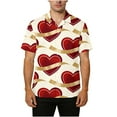thumbnail image 1 of Lorytime Unisex Women's Short Sleeve Button down Shirts Valentine Heart Ribbon Hawaiian Shirt Collared Tops Gift White XL, 1 of 9