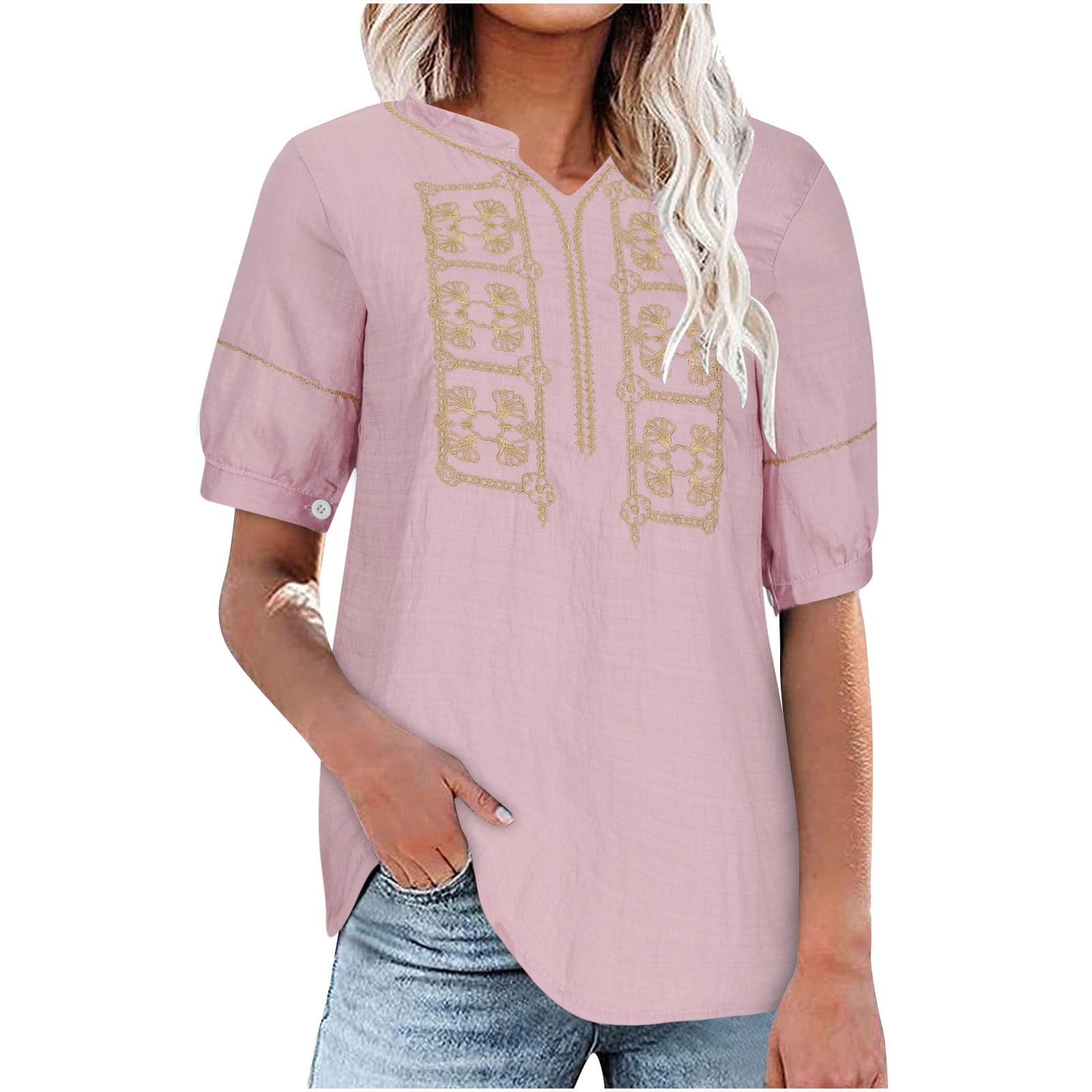 Lorytime V Neck T Shirts for Women Summer Plus Size Short Sleeve T ...