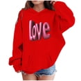 thumbnail image 1 of Lorytime Valentine Cute Hoodies for Girls Kids Long Sleeve Crewneck Sweatshirts Letters Tops with Pocket Loose Tops, 1 of 5