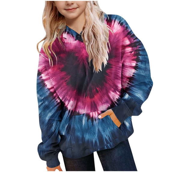 Lorytime Valentine Cute Hoodies for Teen Girls Kid Long Sleeve Sweatshirts Heart Tops with Pocket Loose Pullover