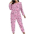 thumbnail image 1 of Lorytime Valentine Pjs Women Plus Size Valentines Heart Plus Size Crewneck Long Sleeve Top and Bottom Sleepwear Pink 5XL, 1 of 5