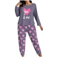 thumbnail image 1 of Lorytime Valentines Womens Plus Size Pajama Sets Heart Plus Size Crewneck Long Sleeve Top and Bottom Sleepwear 5XL, 1 of 5
