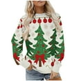 thumbnail image 1 of Lorytime Vintage Crewneck Sweatshirt Women Christmas Tree Print Fleece Shirt Long Sleeve Pullover Tops for Holiday, 1 of 9