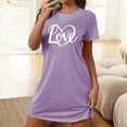 thumbnail image 1 of Lorytime Vintage House Dress Womens Knee Length Short Sleeve Nightdress Oversized Round Neck Love Letter Heart Print Sleepshirts Pajamas Dress Sleepdress Soft Lounge Nightgowns Purple S, 1 of 5