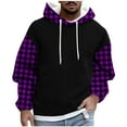 thumbnail image 1 of Lorytime Warm Hoodies for Men Plaid Fleece Streetwear Sweatshirt Long Sleeve Drawstring Pullover with Pocket Tops Purple, 1 of 5