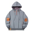 thumbnail image 1 of Lorytime Warm Hoodies for Men Solid Fleece Sweatshirt Buttom Long Sleeve Drawstring Pullover with Pocket Tops Gray L, 1 of 3